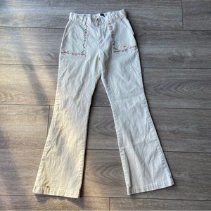 Vintage Gap Y2K Early 2000s Girl’s Embroidered Flared Pants